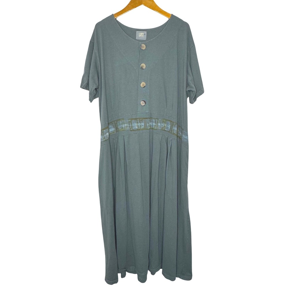 Vintage Blue Fish Maxi Shirt Dress Button‎ top Size 2